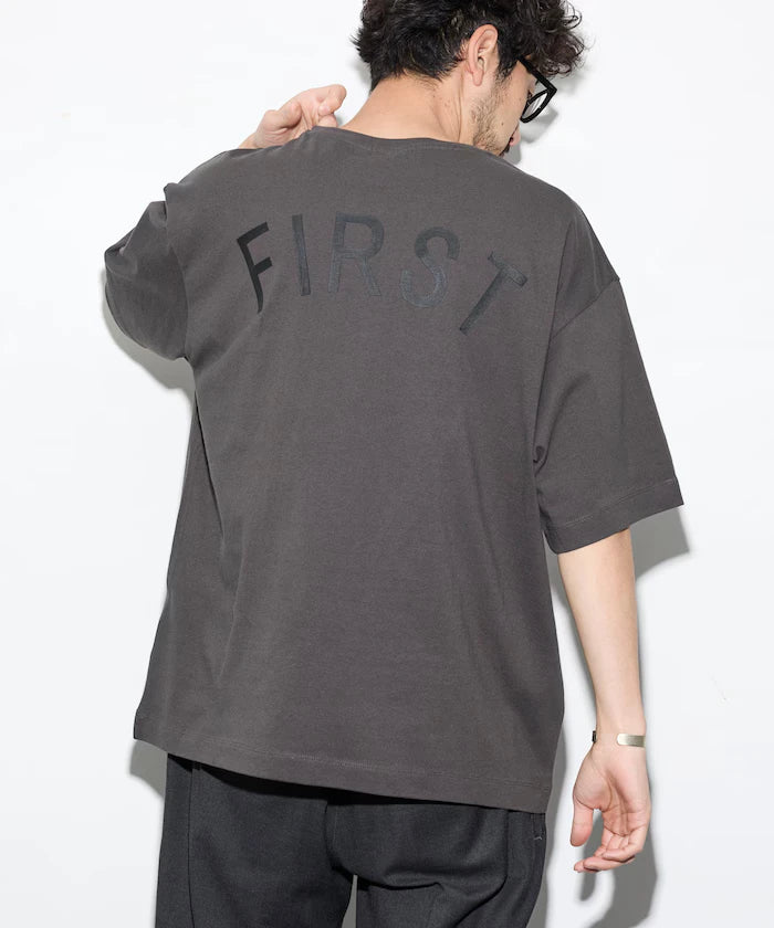 6 oz Front Logo Embroidered Crew Neck T-Shirt / Back Print T-Shirt PRINT ROUND FIRST