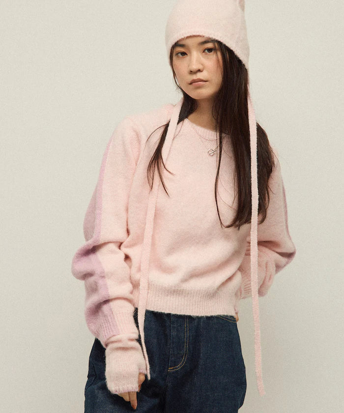 Alpaca Blend Bicolor Knit Pullover