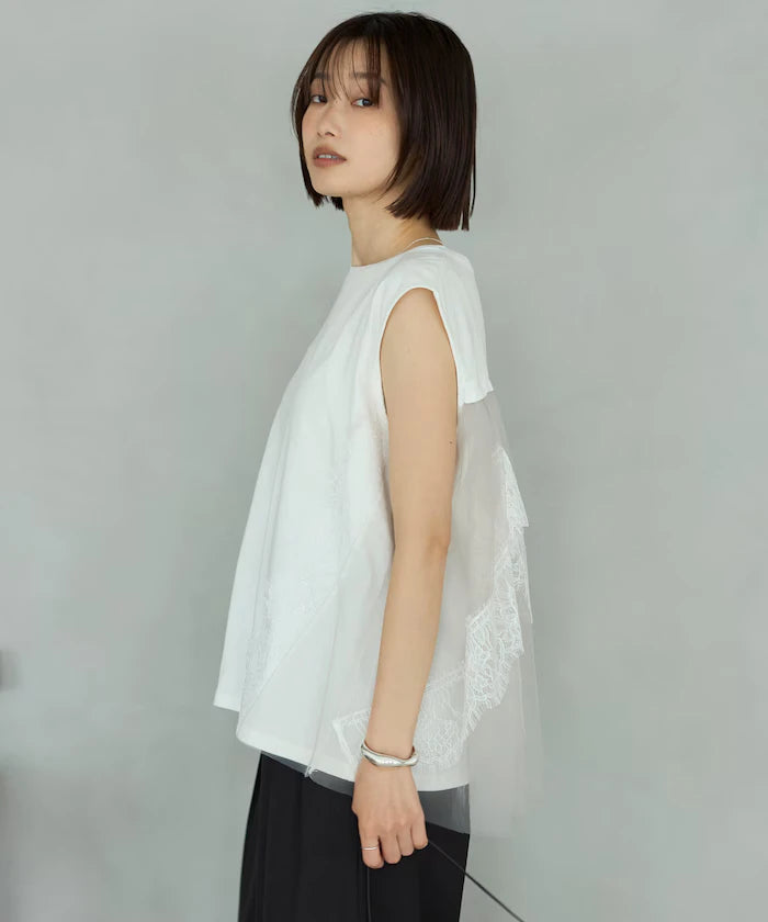Organic Cotton Tulle Lace Docking Top
