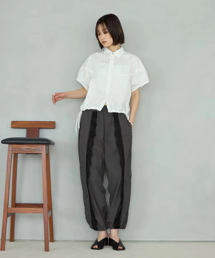 Nylon Lace Easy Wide Pants
