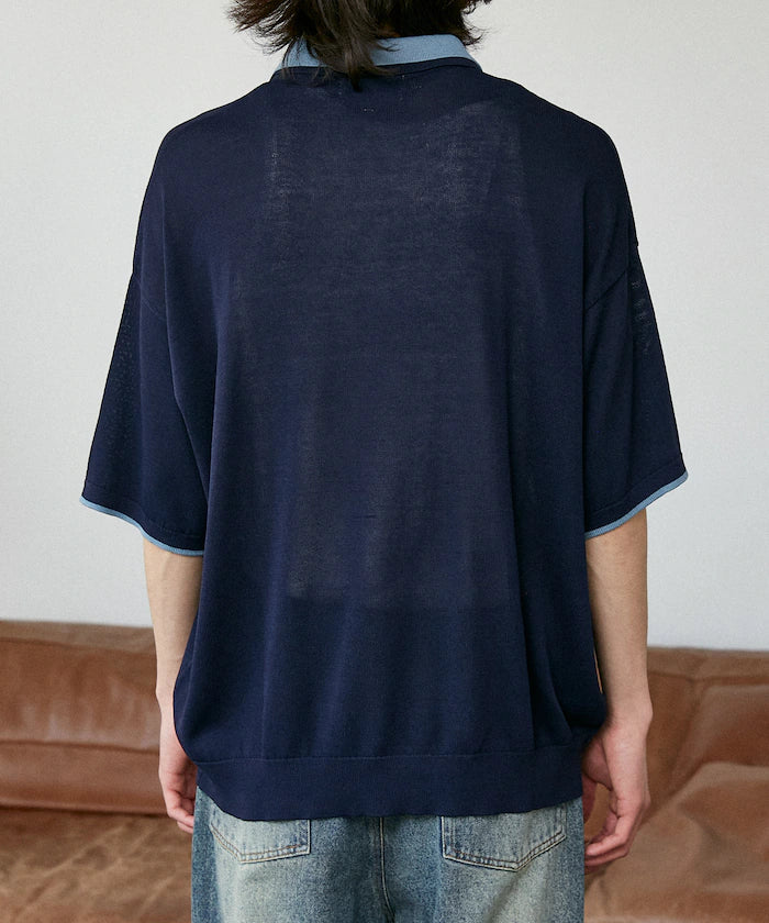 LOVE POP STUDIO Collar Layered Knit Polo Shirt Limited Edition