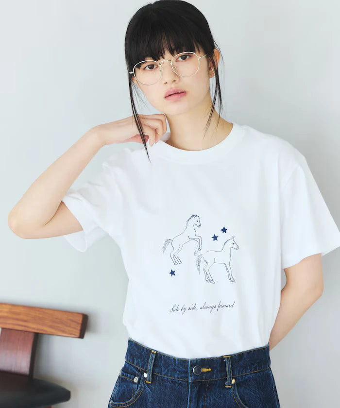 Comfortable Horse Print Crew Neck T-Shirt
