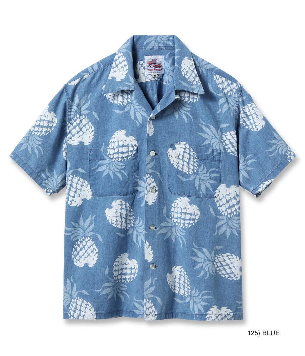 Duke Kahanamoku Indigo Cotton Hawaiian Shirt Duke's Pineapple
