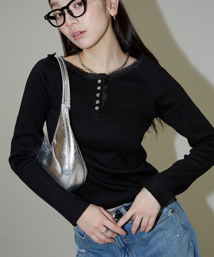 Lace Insert Long Sleeve T-Shirt