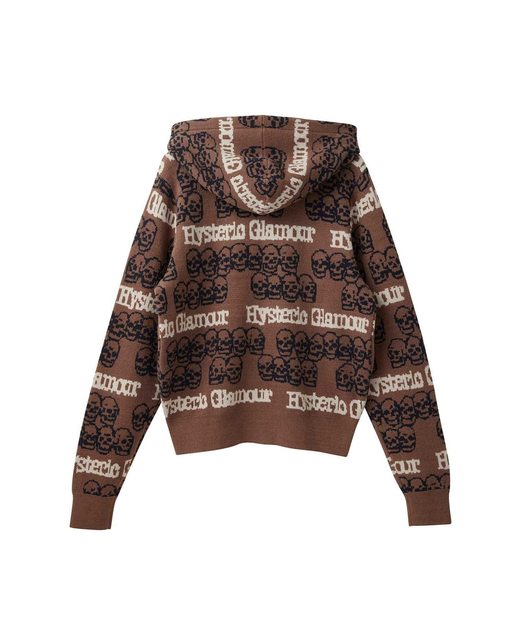 SKULL STRIPE Pattern Jacquard Parka