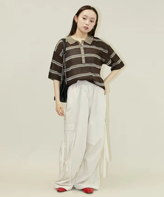 Sheer Border Short Sleeve Polo Summer Knit Limited Release