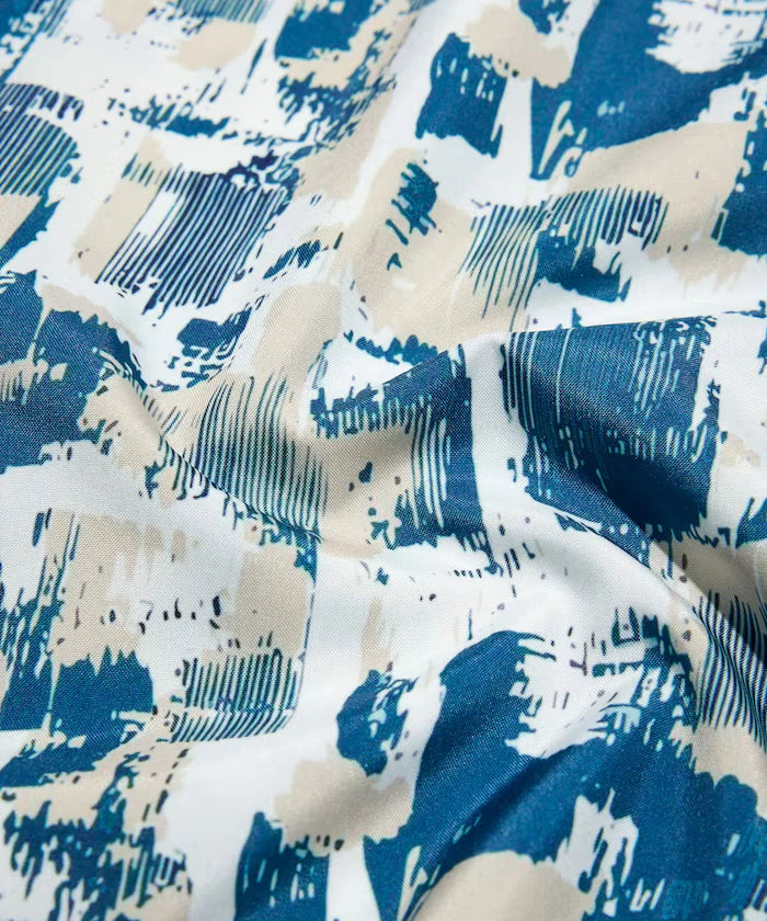 Open Collar Pattern Short Sleeve Shirt