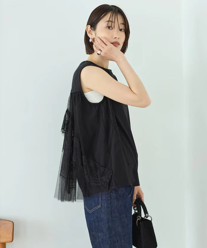 Organic Cotton Tulle Lace Docking Top