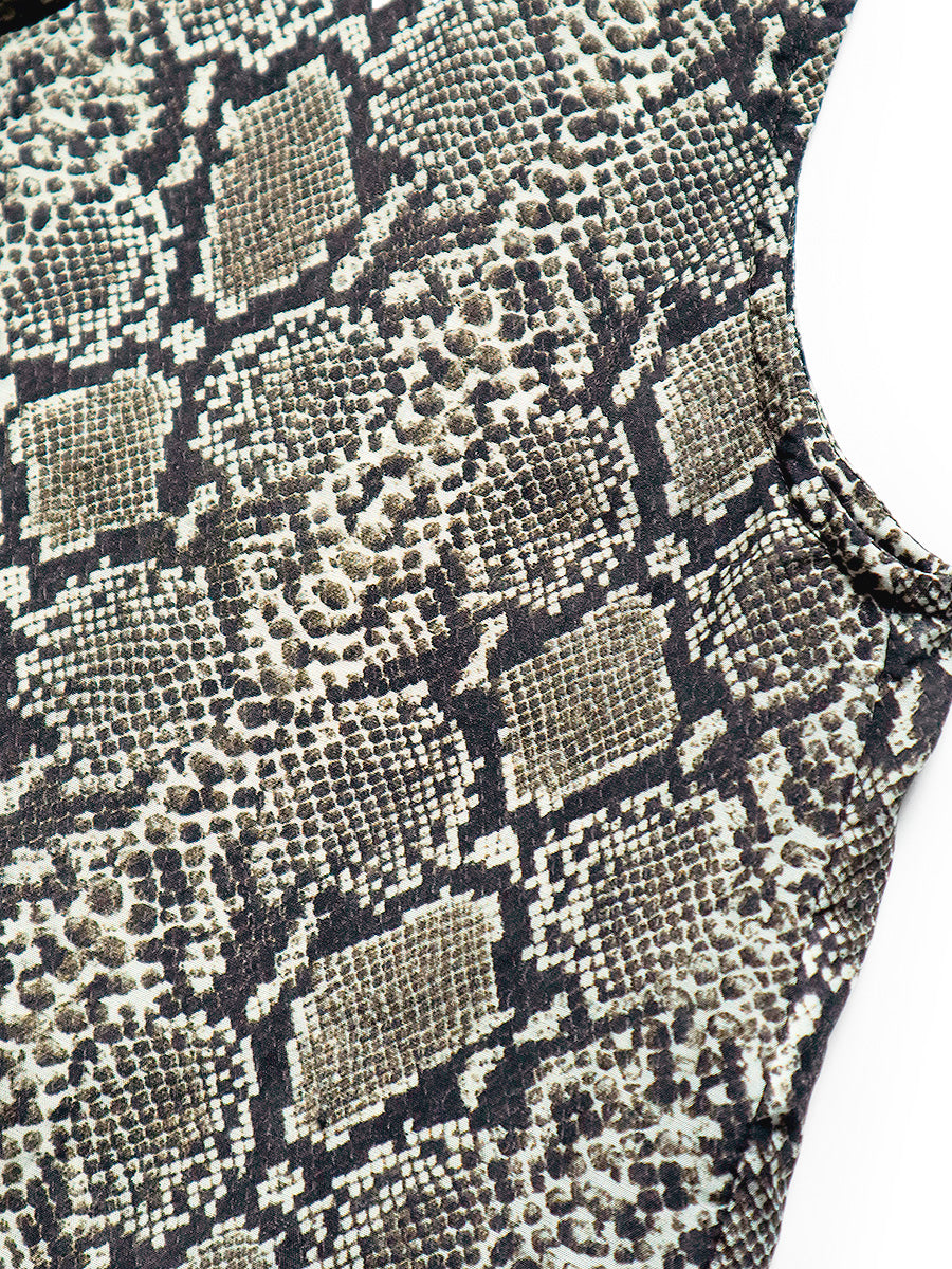 Silk Rayon Snake Pattern Langle Color Sleeveless Blouse...