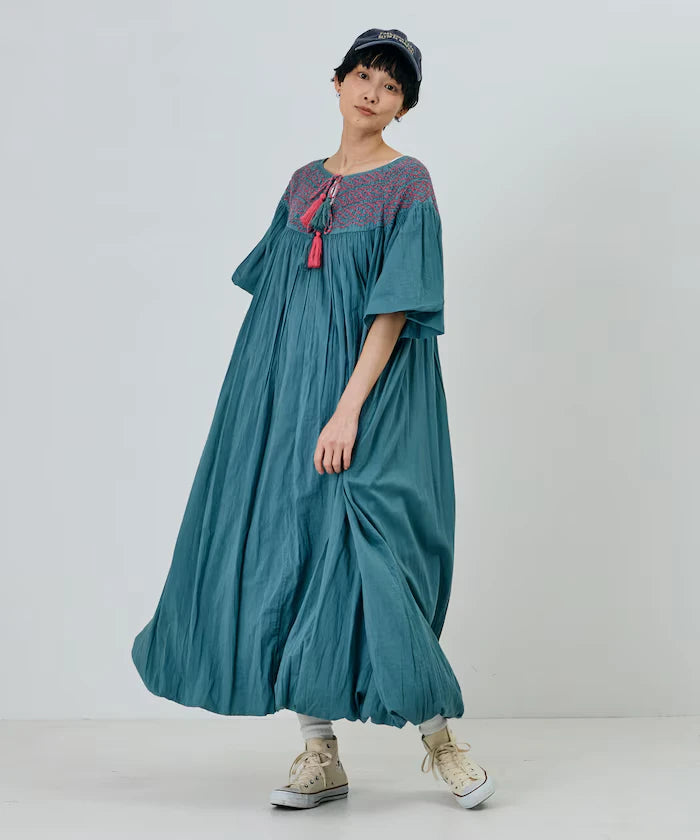 India Colored Smocked Balloon Dress