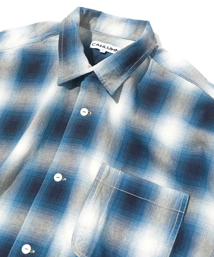 Magazine Pocket Open Collar Shirt(Ombre)