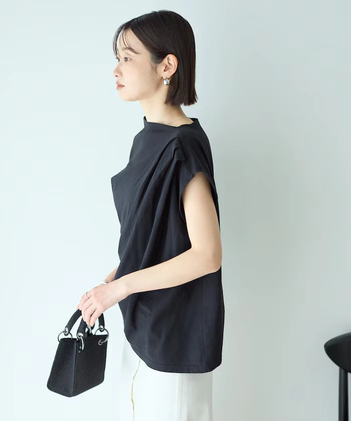 Organic Cotton Asymmetrical Draped Top