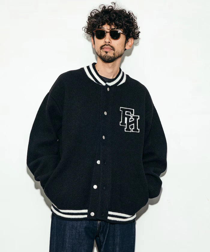 Relaxed Fit Logo Knit Varsity Jacket