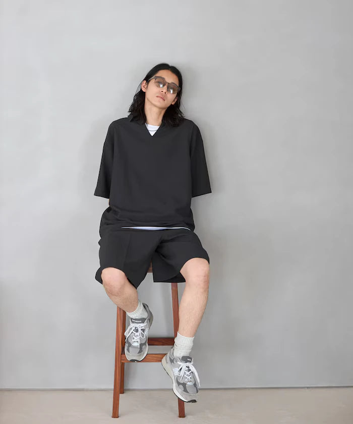 Functional Fabric Pullover Short Sleeve Shirt Set 3-piece Set / Washable / UV Cut / Quick Dry / Cool Touch