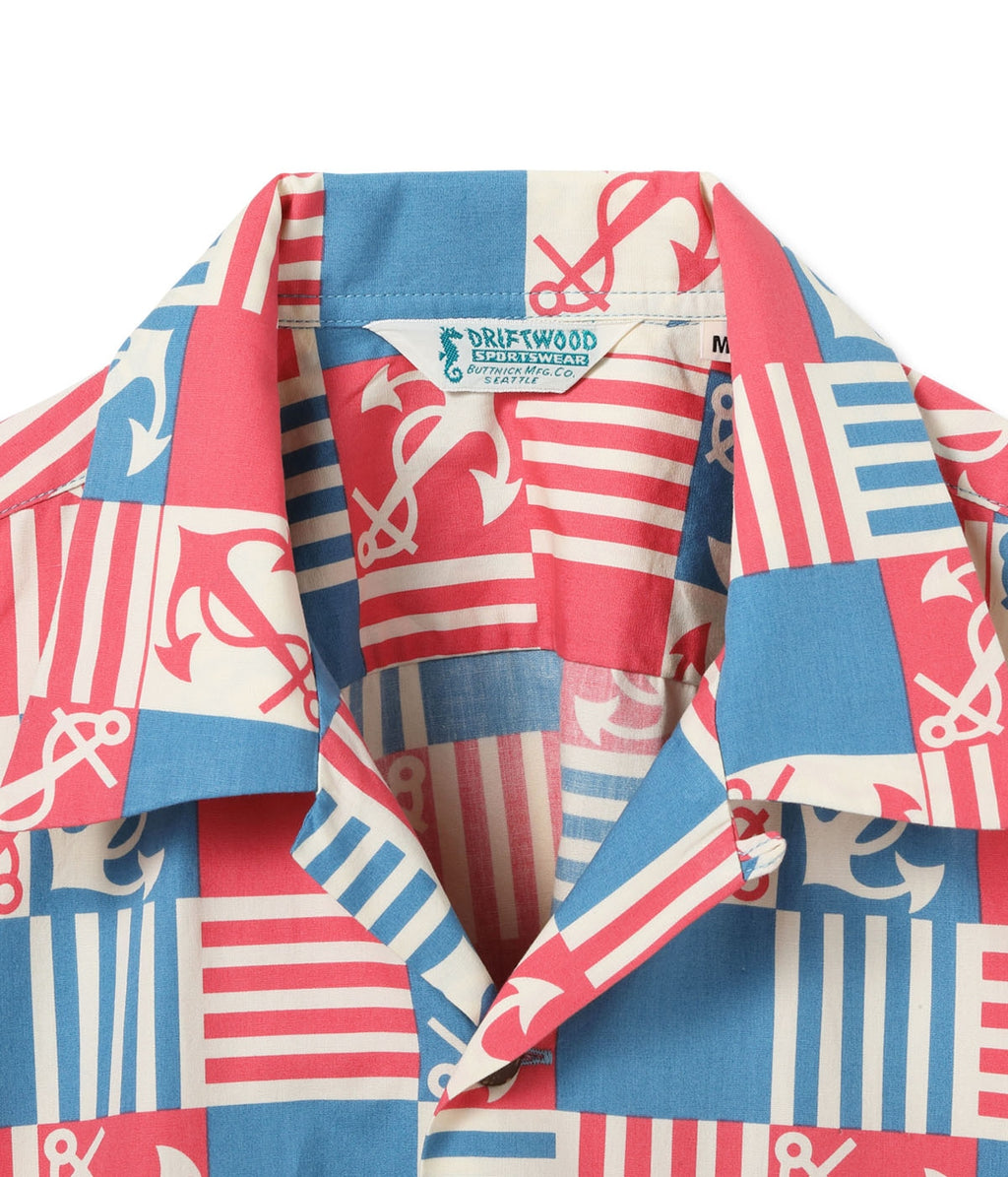 COTTON BROAD OPEN SHIRT “ANCHOR SQUARES”