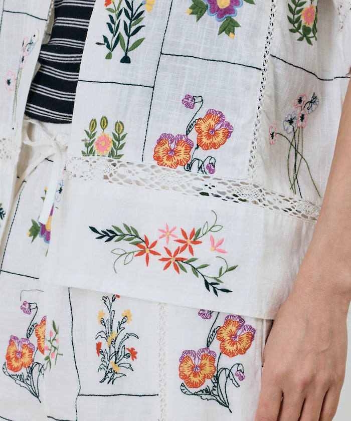 Patchwork Flower Embroidery Shirt