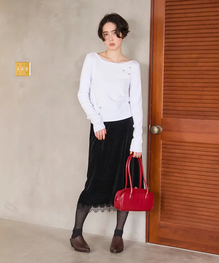 Many Button Cotton Modal Long Sleeve T-Shirt