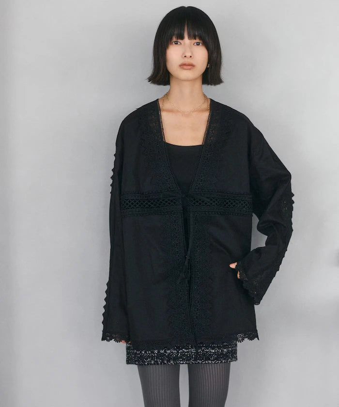 Lace Panel V-Neck Shirt
