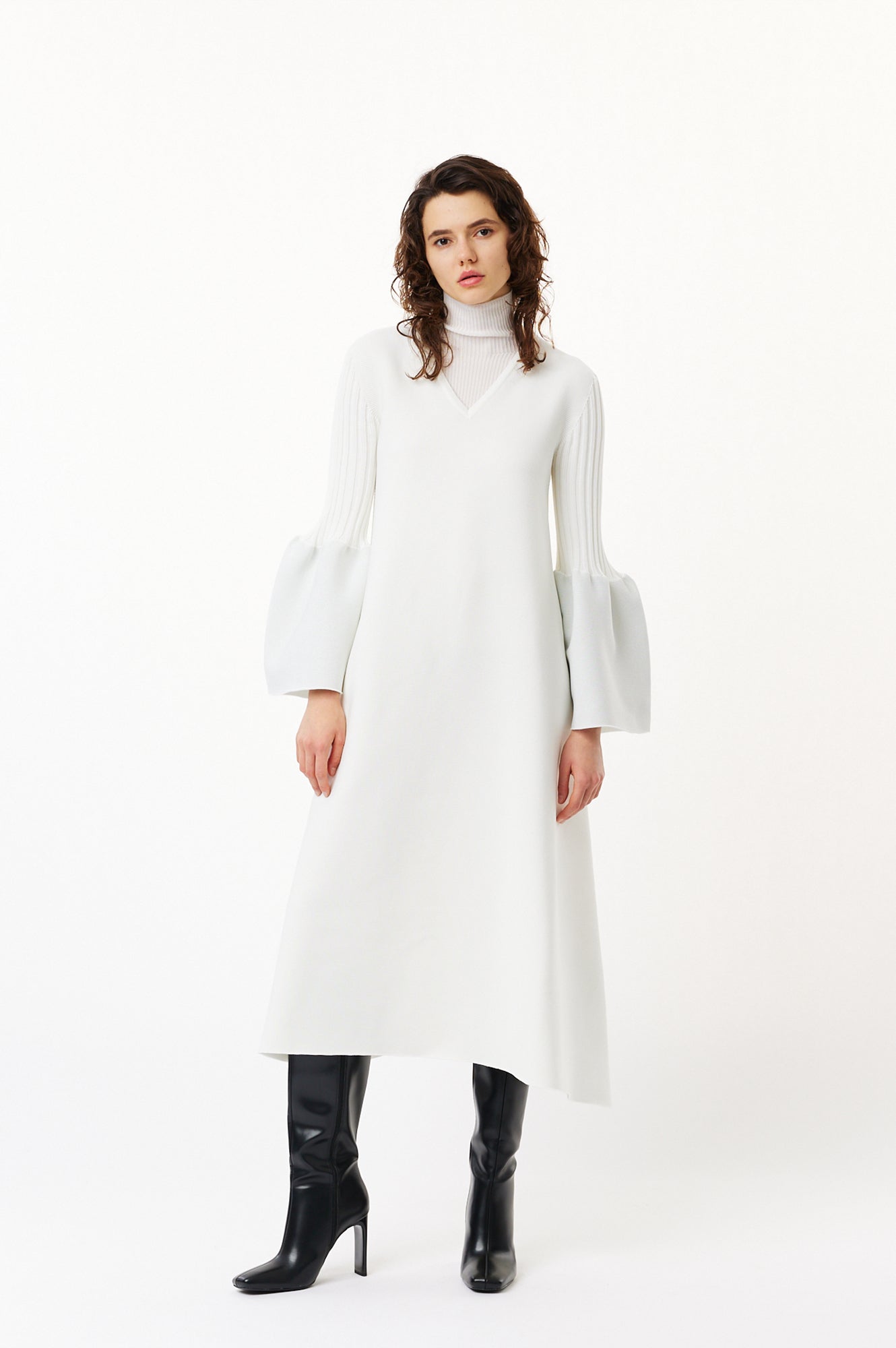 POTTERY GLITTER LONG BELL SLEEVE FLARE DRESS
