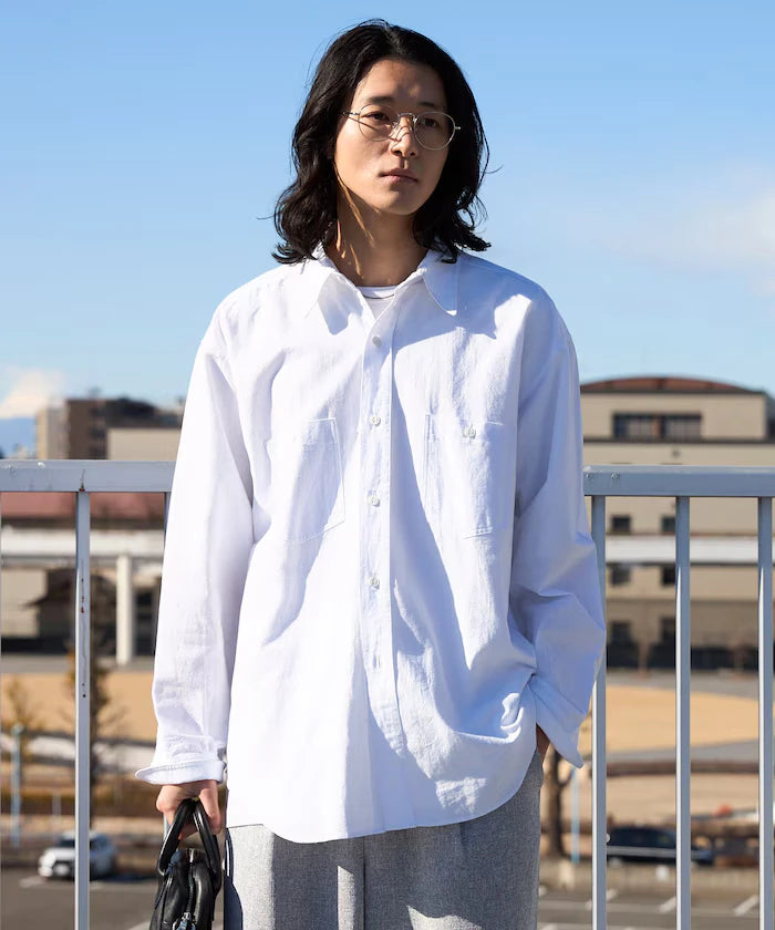 Oversized Classic Regular Collar Chambray Shirt Long Sleeve