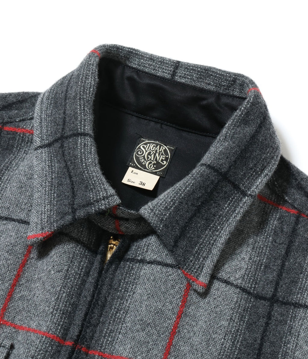 FICTION ROMANCE 7.75oz. WOOL RED PANE ZIP SHIRT