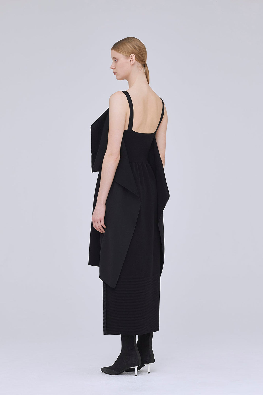 AC MILAN RIB STRAP DRAPE DRESS