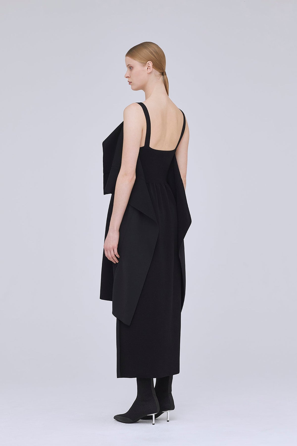 AC MILAN RIB STRAP DRAPE DRESS