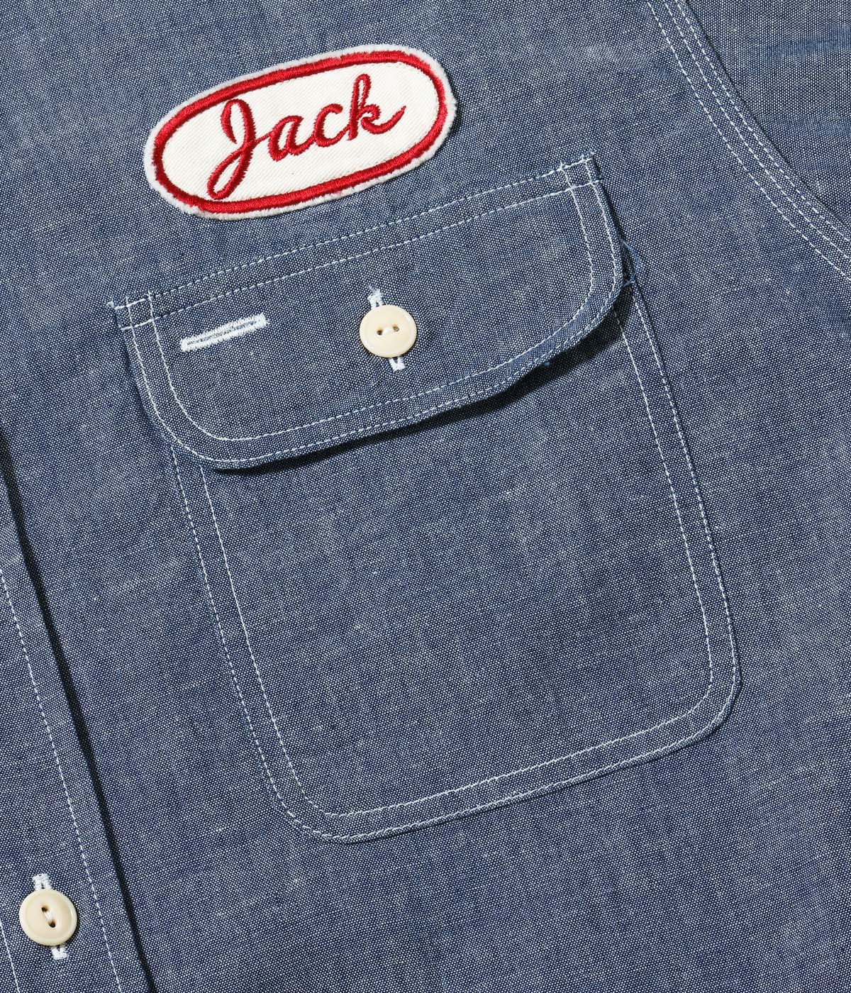 Chambray Work Shirt with Chain Embroidered