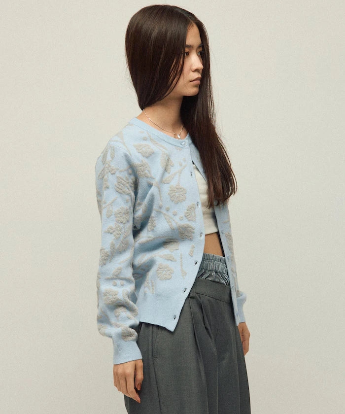 Flower Jacquard Knit Cardigan