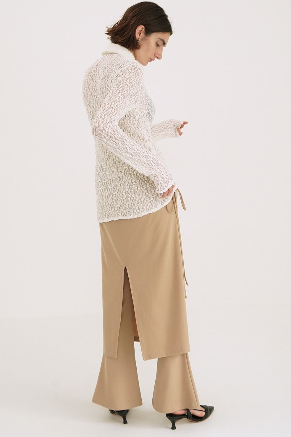PANTS LAYERED SIDE SHIRRING SKIRT