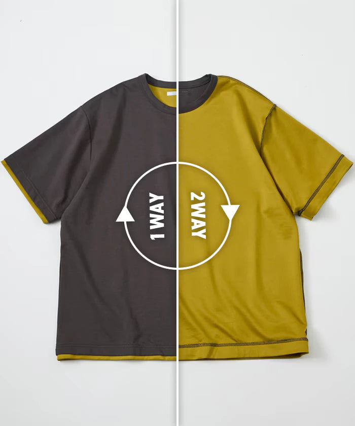 Relaxed Fit Reversible Cardboard Short Sleeve T-Shirt / Color Design
