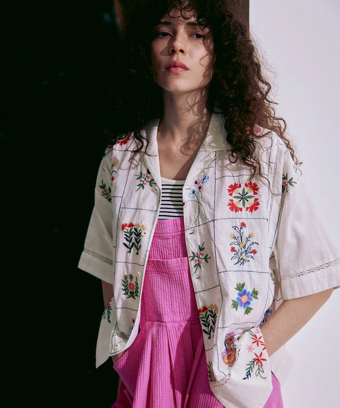 Patchwork Flower Embroidery Shirt