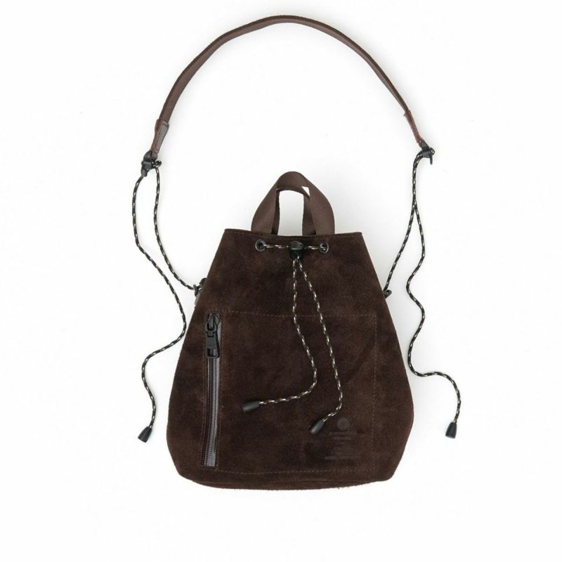 WATER PROOF SUEDE DRAWSTRING BAG/ CHOCO