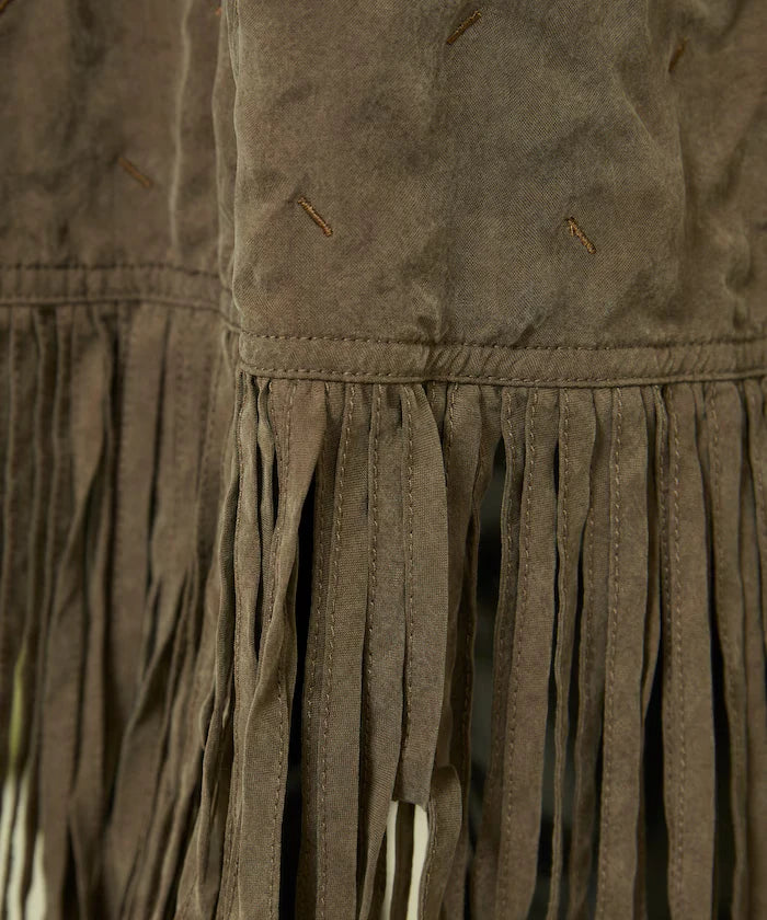 Fade-Processed Fringe Mini Dress