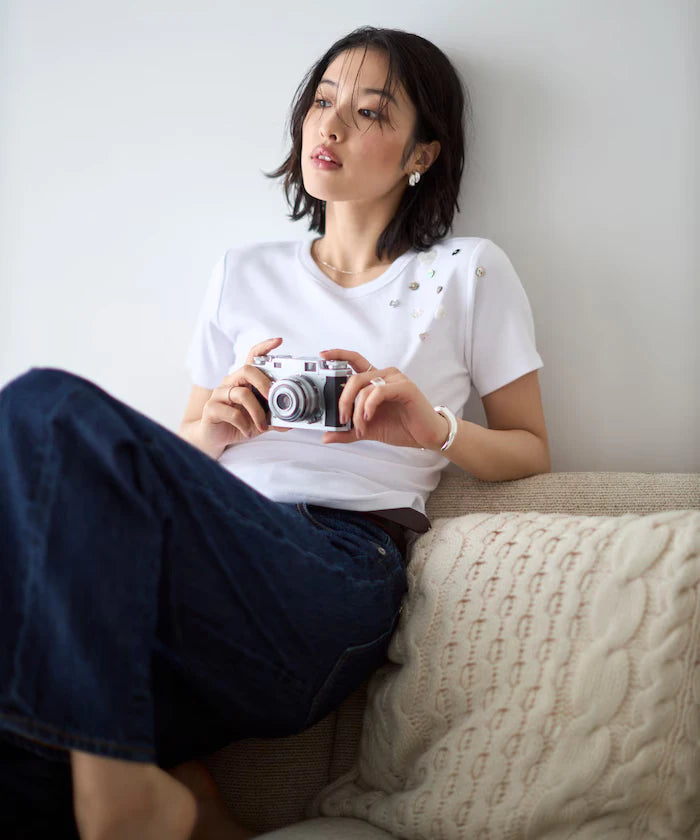 Many Button Cotton Modal Short Sleeve T-Shirt