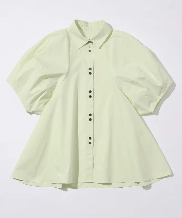 Color Added Balloon Sleeve Shirt / 5 Sleeve Blouse