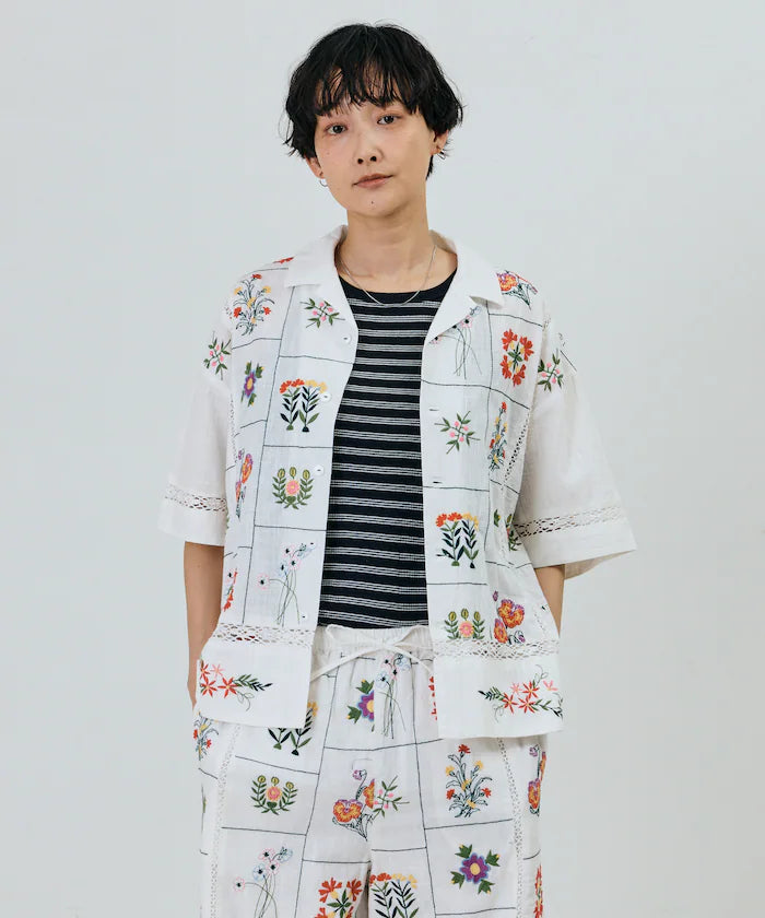 Patchwork Flower Embroidery Shirt
