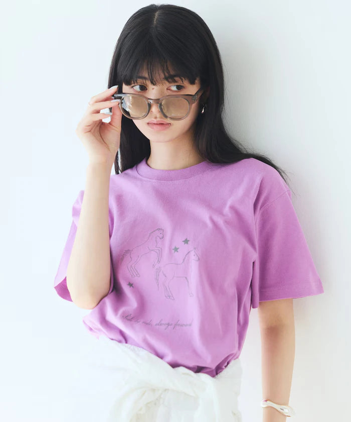 Comfortable Horse Print Crew Neck T-Shirt
