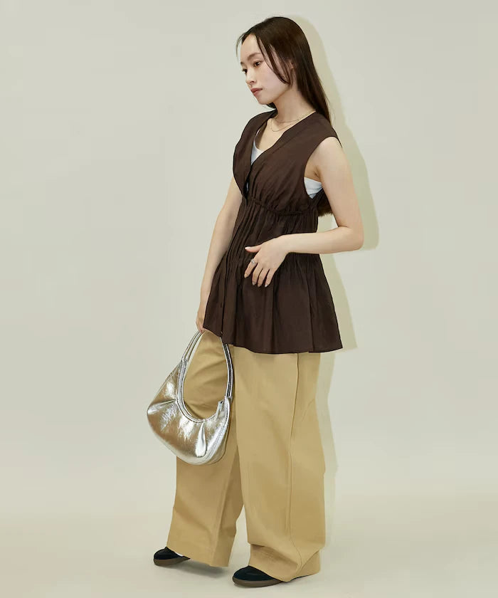 Sheer Broad Sleeveless Gathered Shift Blouse Limited Edition