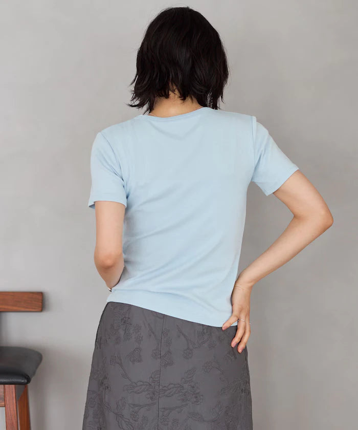 Many Button Cotton Modal Short Sleeve T-Shirt
