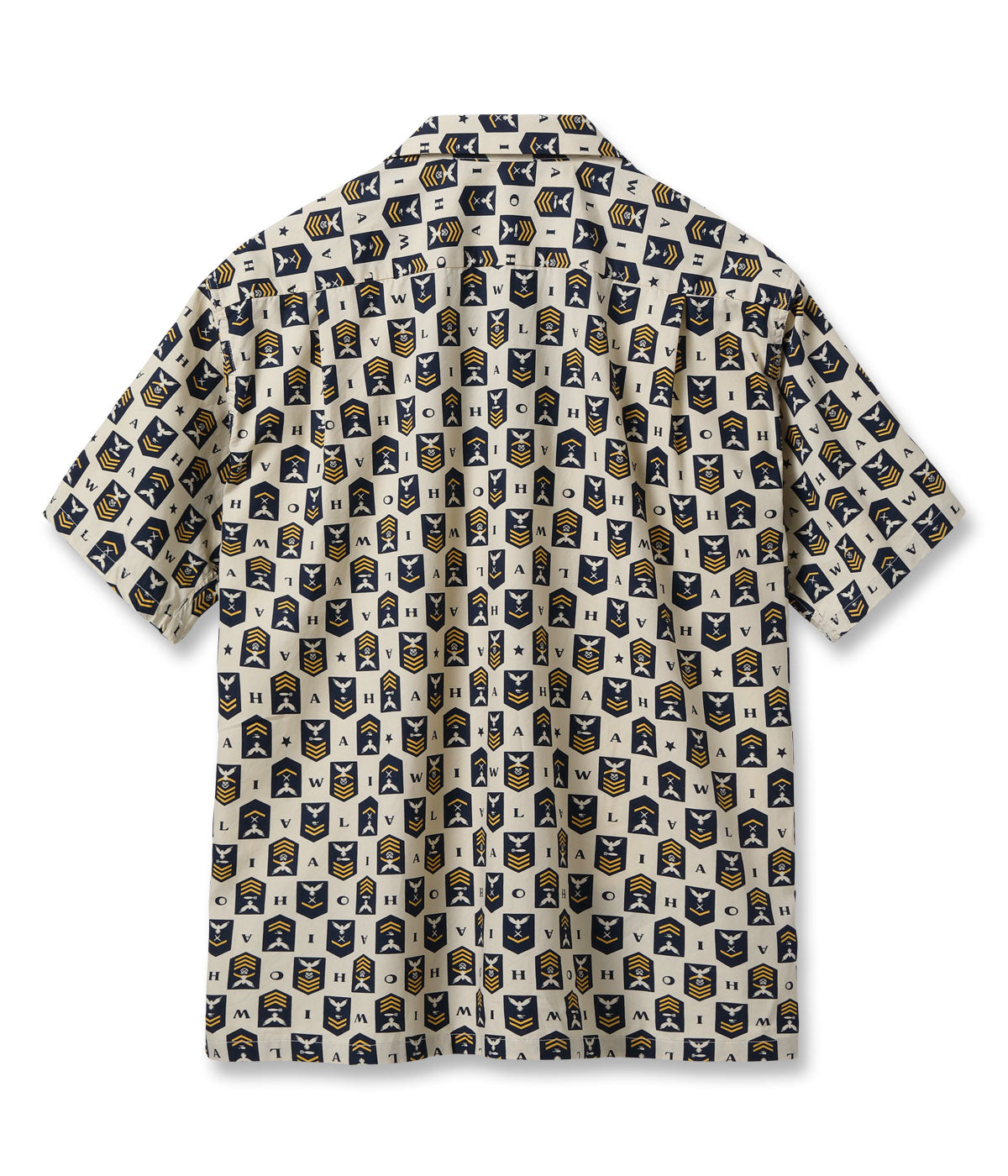 Cotton Broad Hawaiian Shirt 'Navy's Chevron'