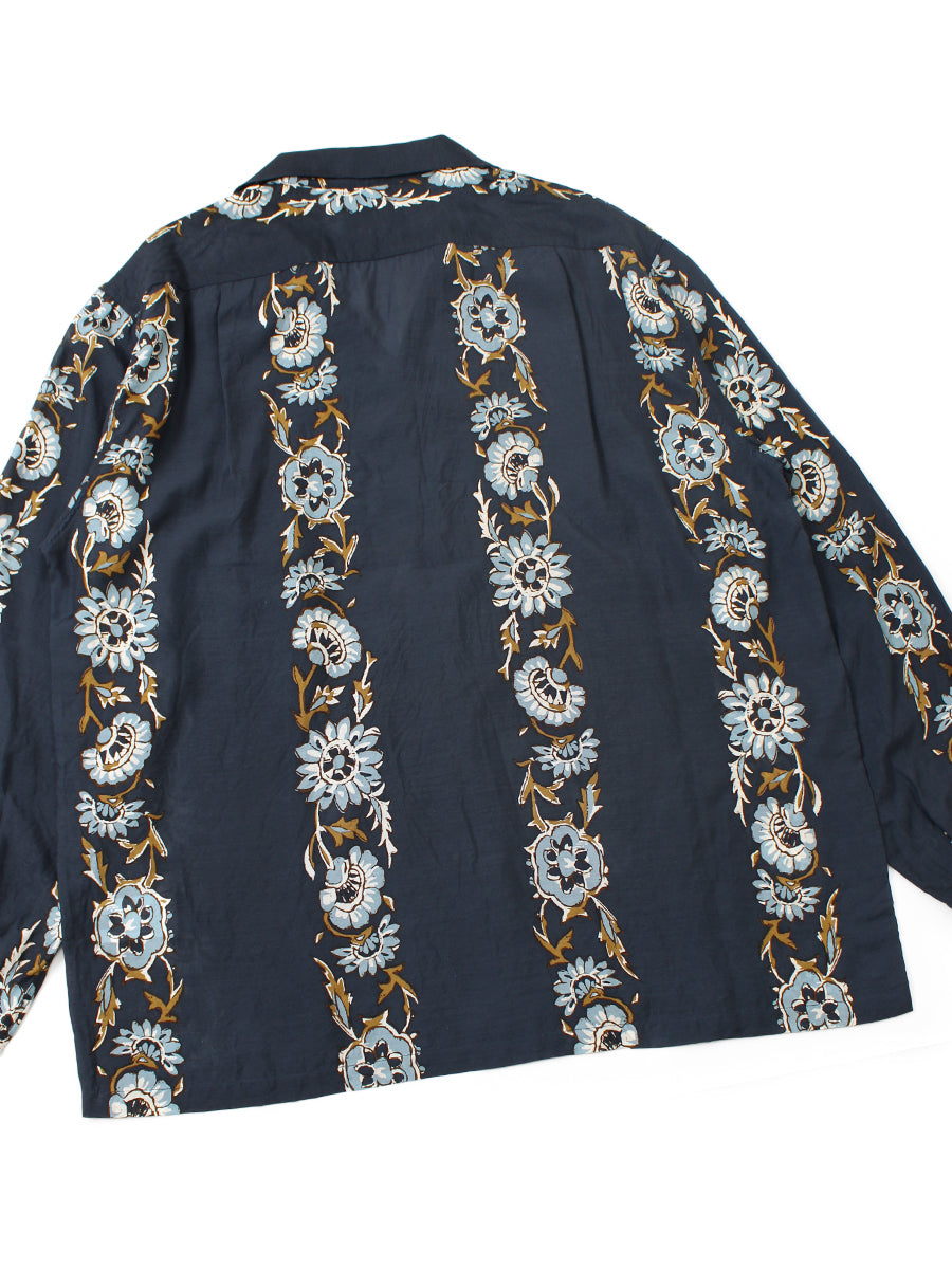 Silk Rayon Toggle - Myrept Long Sleeve Open Collar Shirt