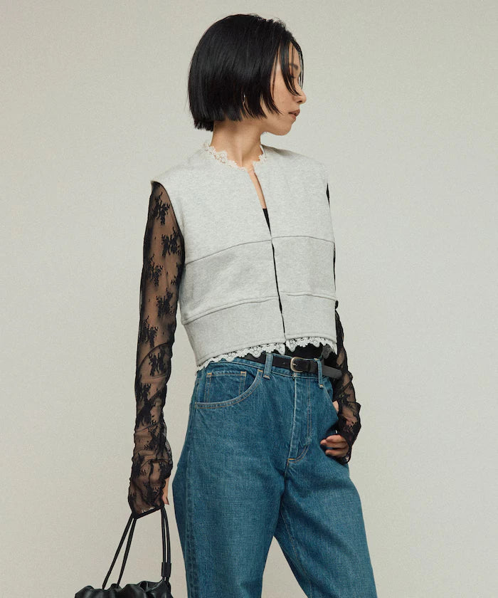 Organic Cotton Lace Sweat Vest / Lined Sweat