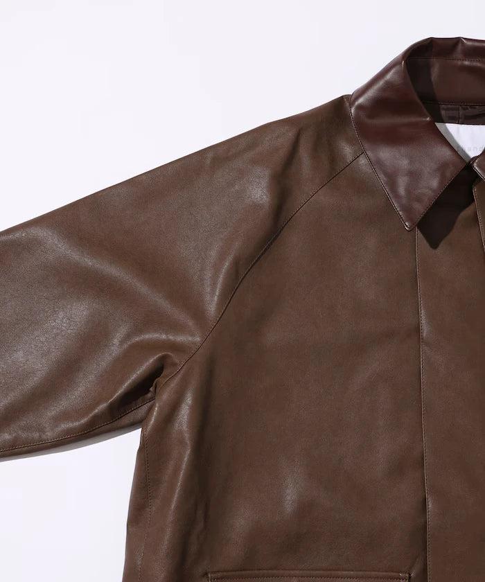 Oversized leatherette blouson / Mixed material switching