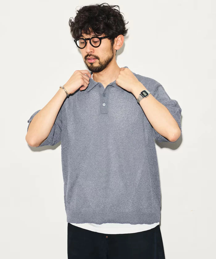 Dry Touch Boucle Yarn Knit Polo Shirt