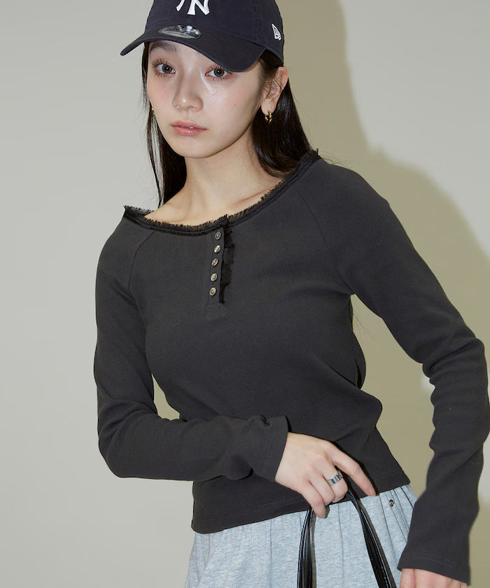 Lace Insert Long Sleeve T-Shirt