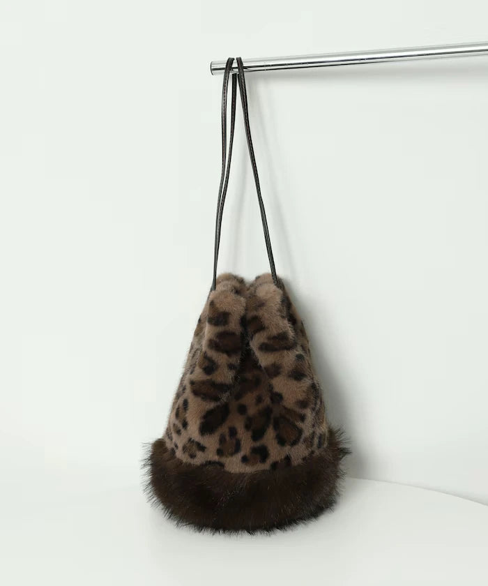 Faux Fur Animal Drawstring Bag