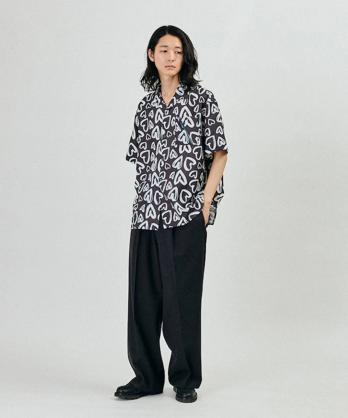 Open Collar Pattern Short Sleeve Shirt