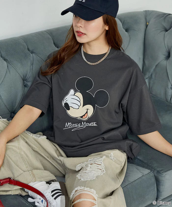 <Functional Material>Mickey Mouse Face T-Shirt Limited Edition