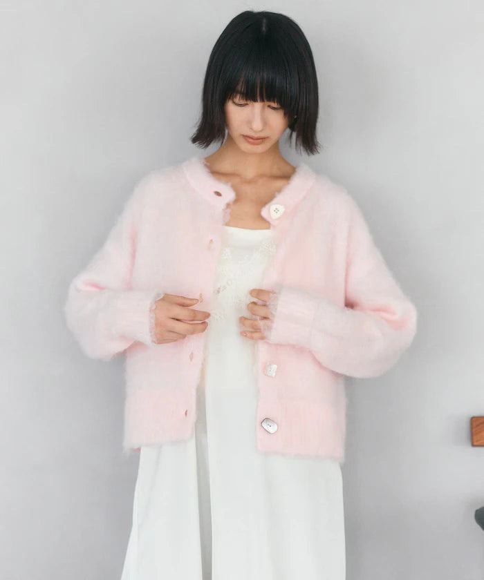 Variation Button Shaggy Knit Cardigan